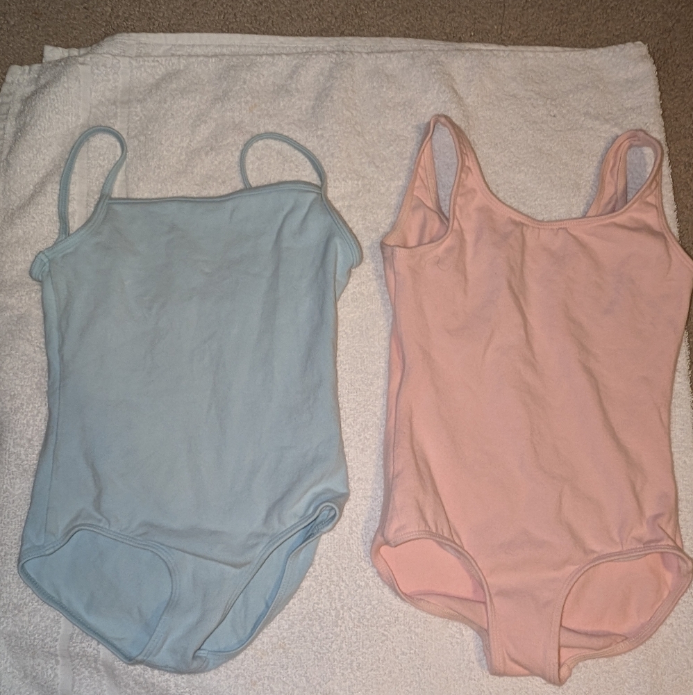 2 Bloch girls leotards Pink and Blue Size 6-7
